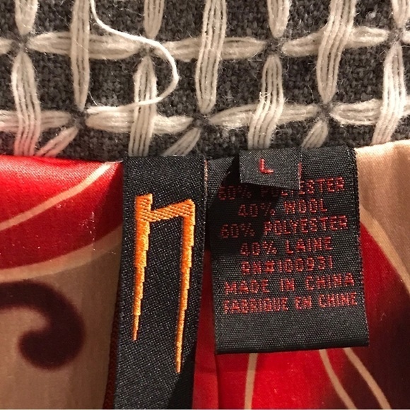 Vintage Nelli USA By Janice Jaraicie Wool Button Up Satin Interior Waist Tie Lrg - Picture 8 of 12